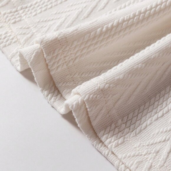 Beige Casual Women's multi Pattern Long Sleeve Loose V-Neck Pullover top - Picture 7 of 8